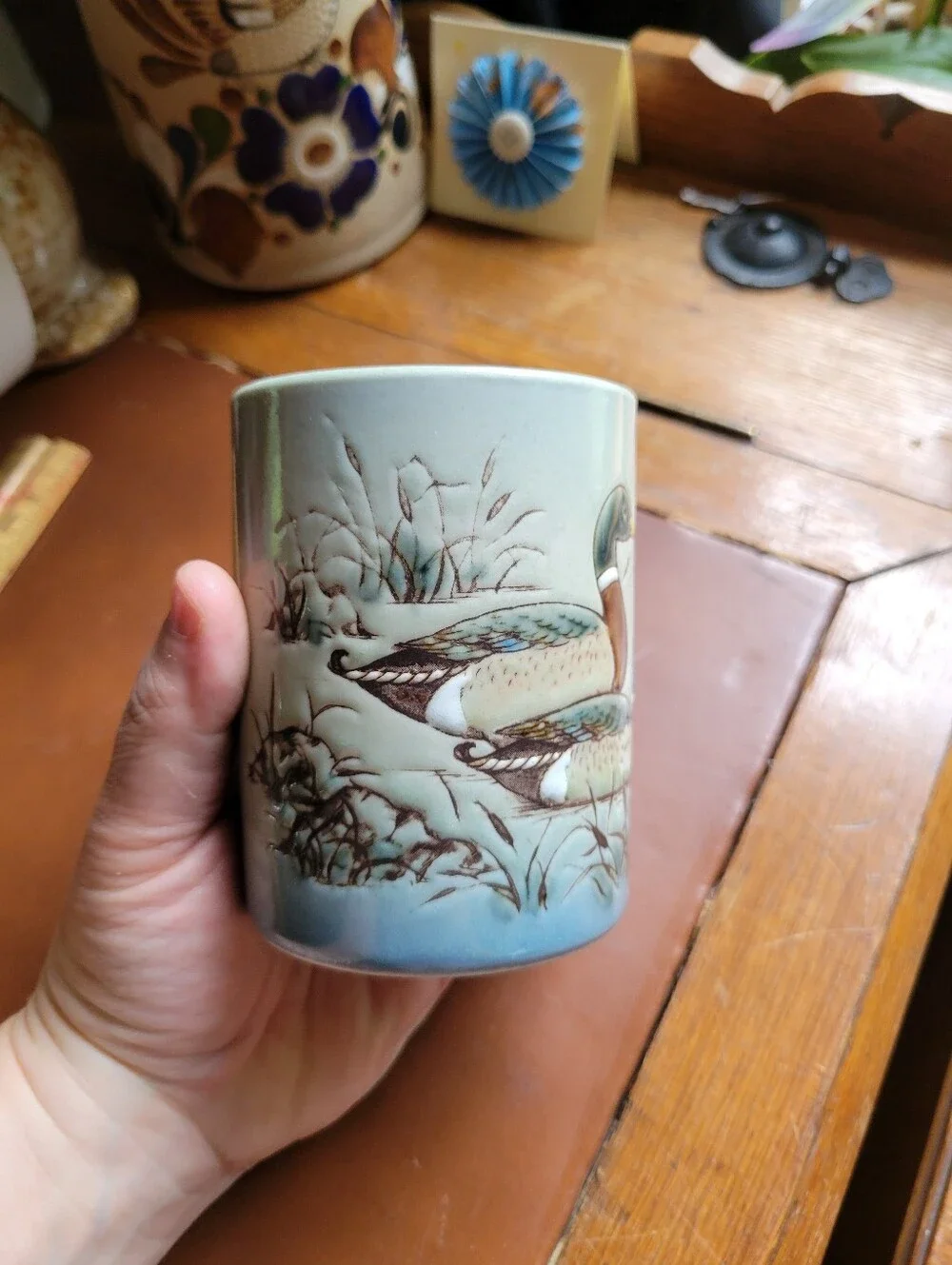 vintage Otagiri stoneware mug mallard duck pair, 4